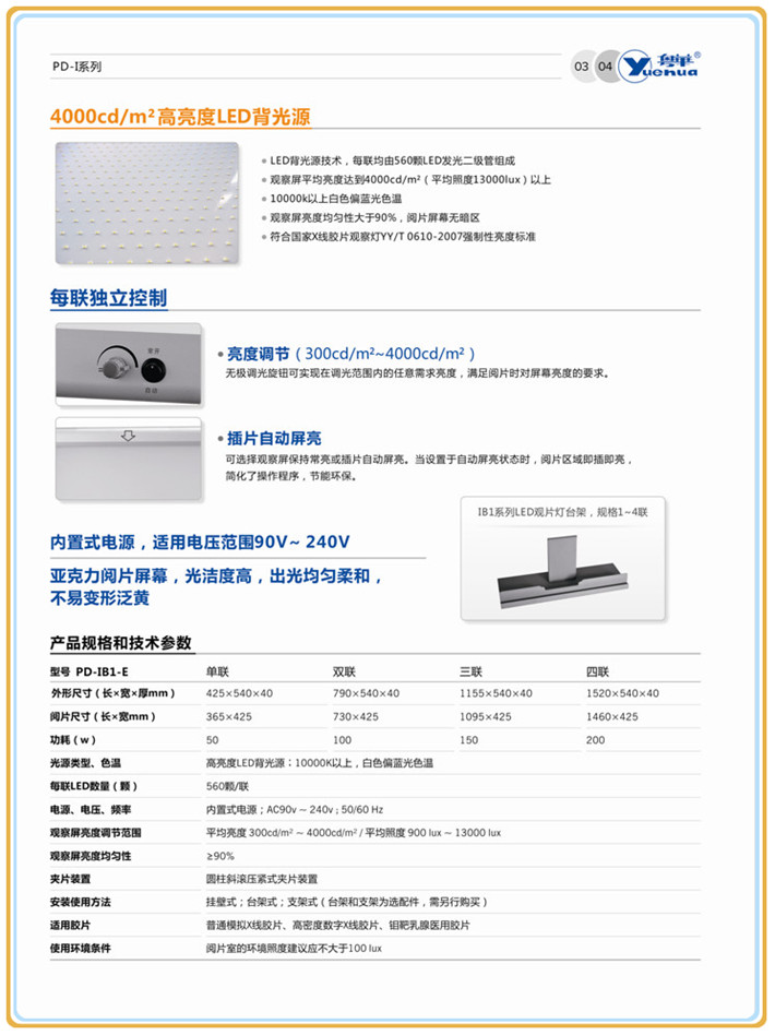 PD -I 系列 LED 高亮度观片灯 LED 背光源  710 1