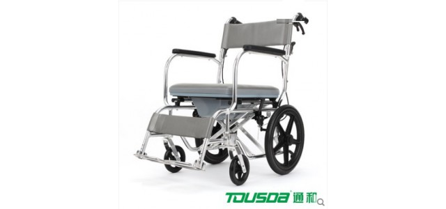 通和手动轮椅带坐便器铝合金老人折叠轻便小便携